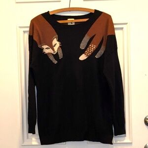 Yumi Faux Fox Stole Black Knit Sweater RARE! Kawaii Sz 6/8